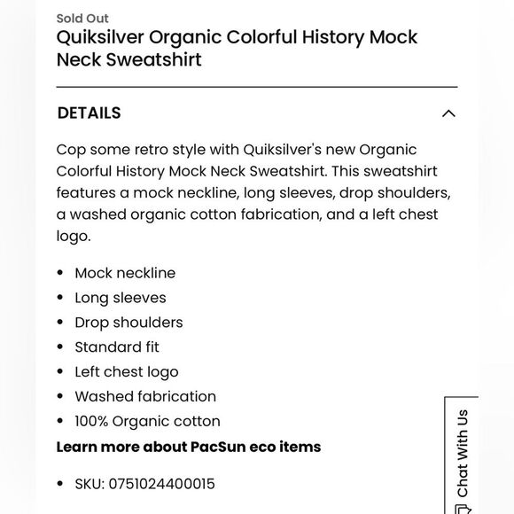 Quiksilver Women's Organic Colorful History Mock Neck Sweatshirt - Size L - Picture 12 of 12